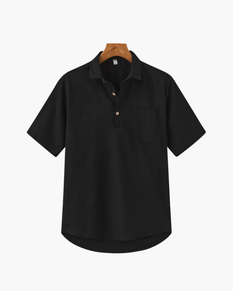 Polo Shirt Linen Short Sleeve Relaxed Fit