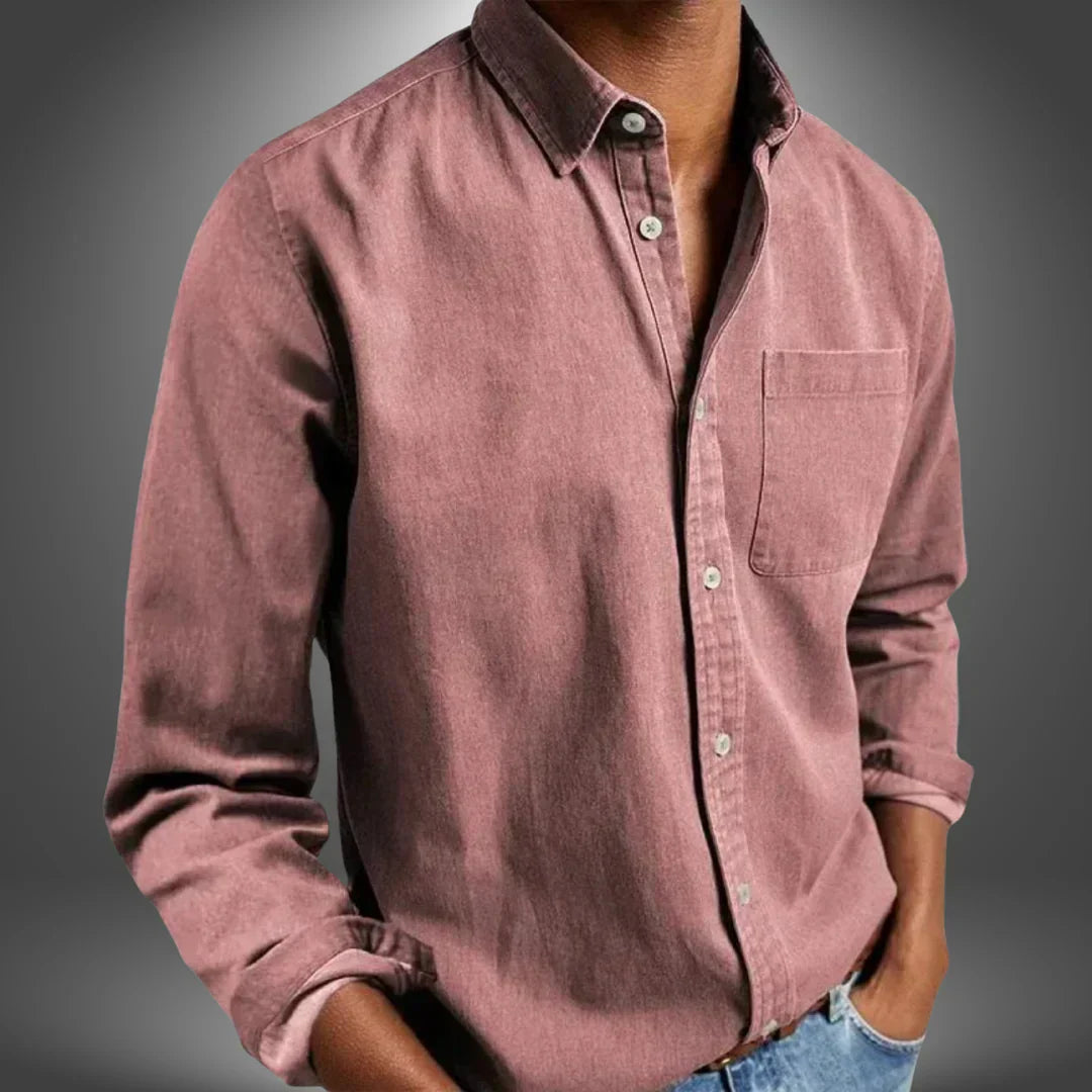 Shirt Button Down Long Sleeve Chest Pocket