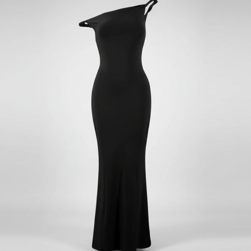 Women’s One-Shoulder Maxi Dress with Fitted Silhouette