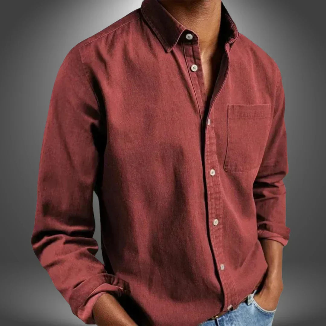 Shirt Button Down Long Sleeve Chest Pocket