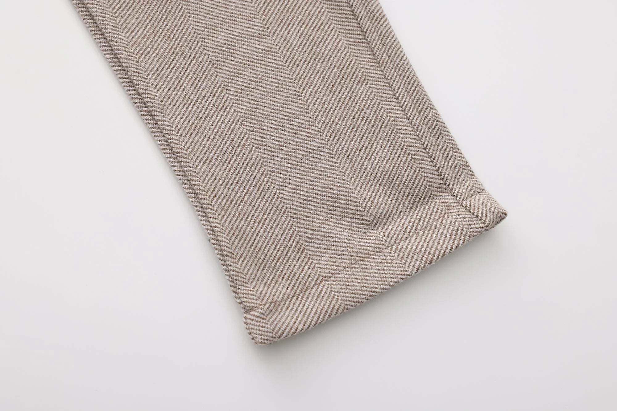 Trousers Herringbone Tapered Mid Rise Button Closure
