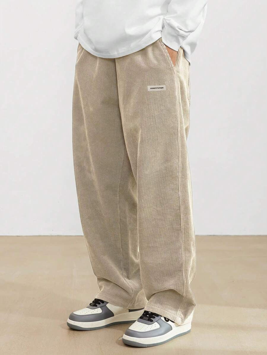 Men's Baggy Trousers Corduroy Fabric Adjustable Waist