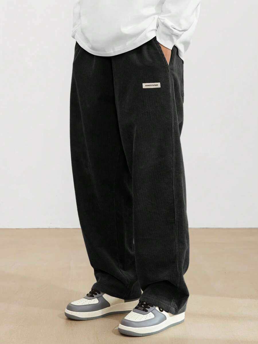 Men's Baggy Trousers Corduroy Fabric Adjustable Waist