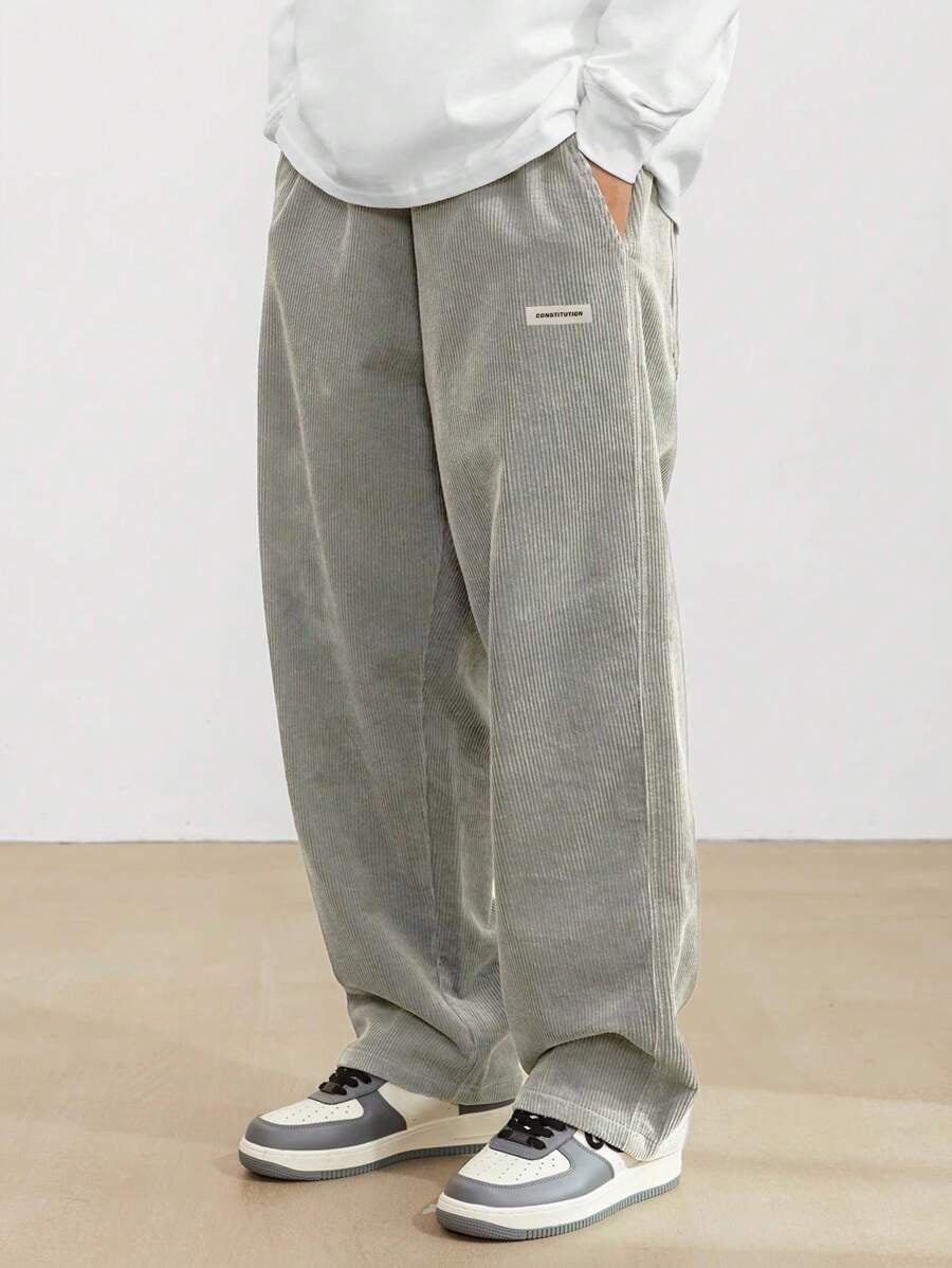 Men's Baggy Trousers Corduroy Fabric Adjustable Waist