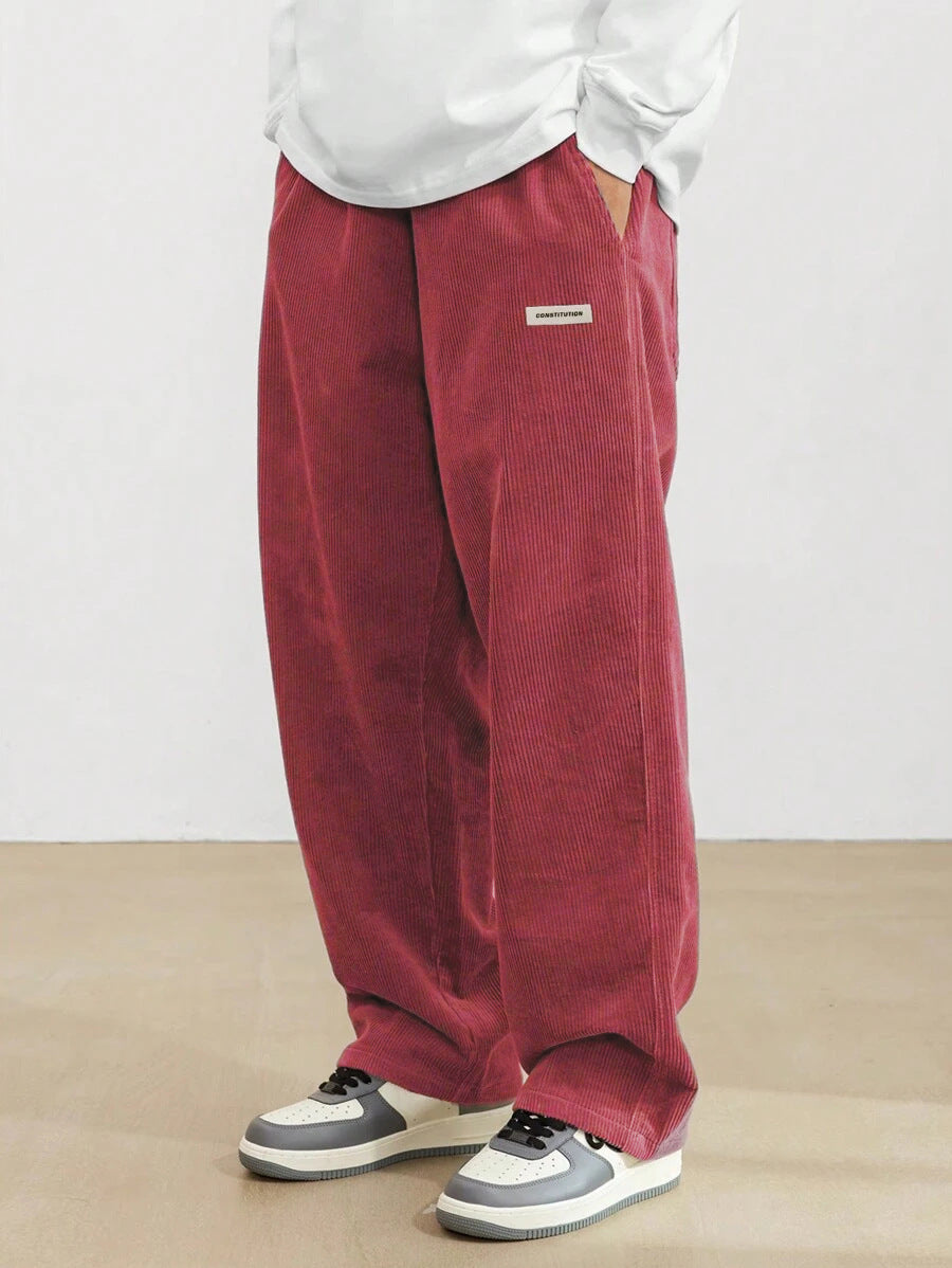 Men's Baggy Trousers Corduroy Fabric Adjustable Waist