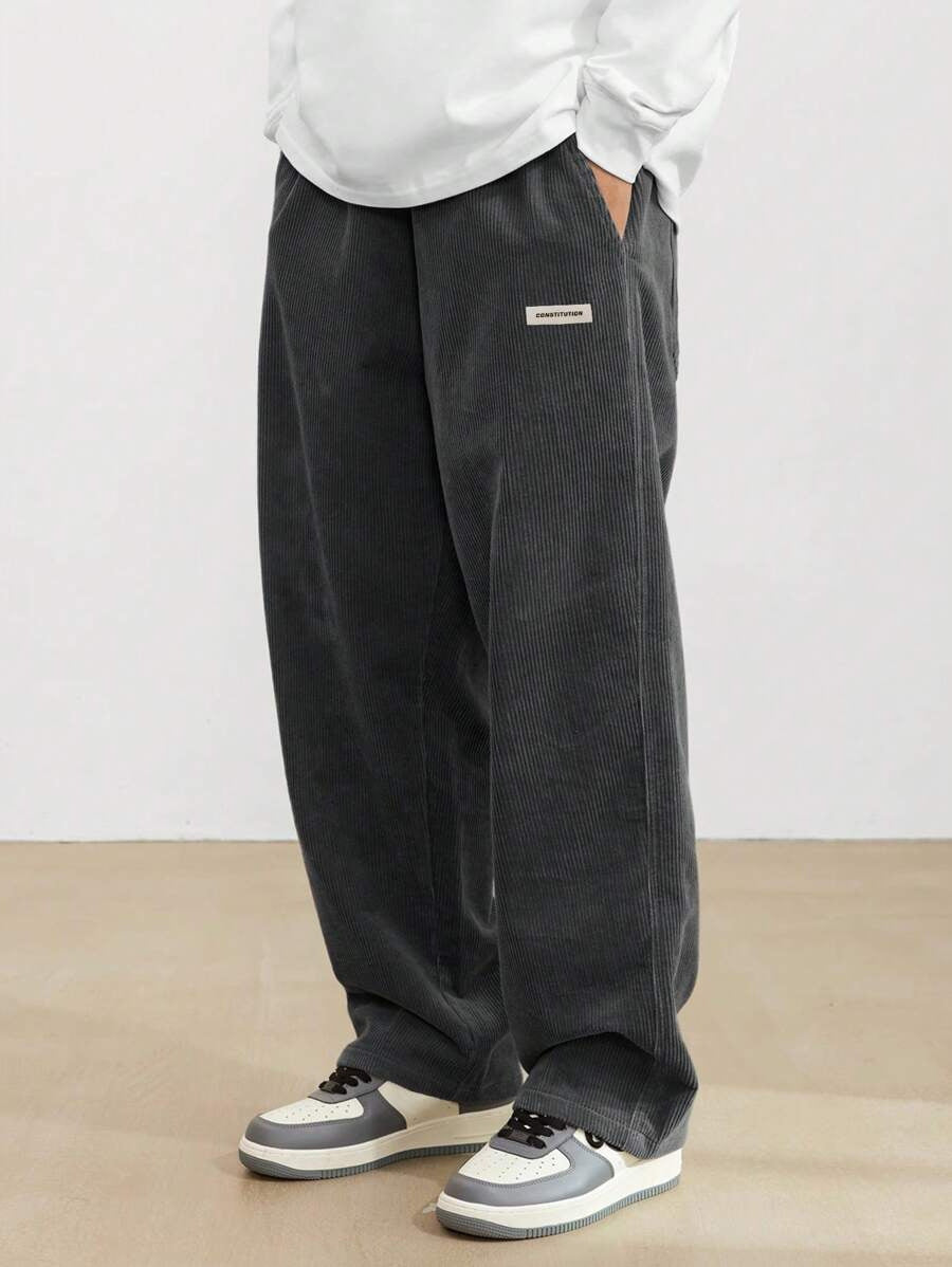 Men's Baggy Trousers Corduroy Fabric Adjustable Waist