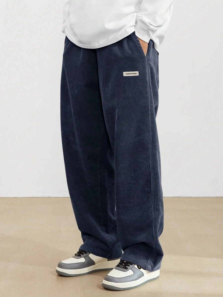 Men's Baggy Trousers Corduroy Fabric Adjustable Waist