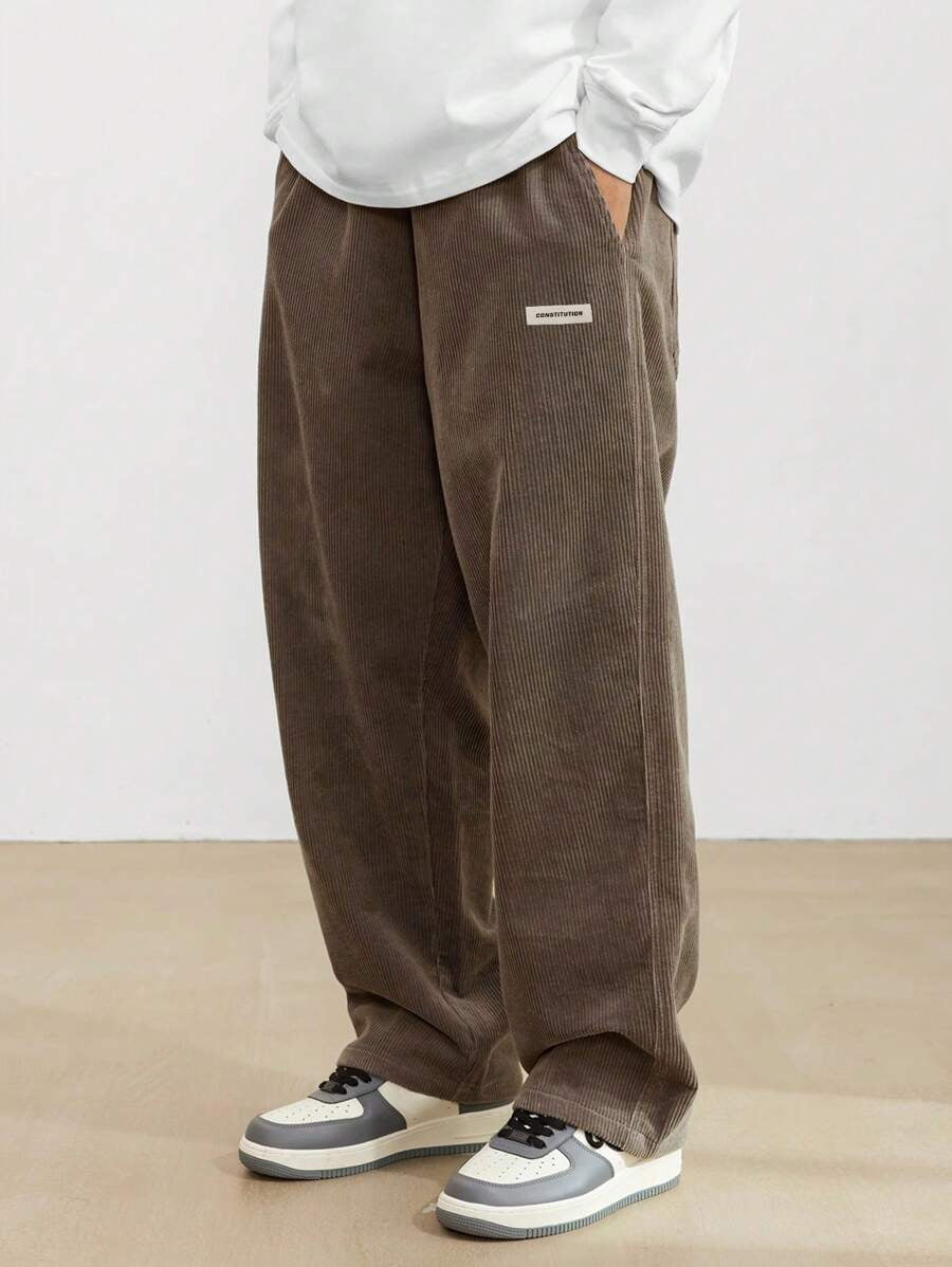 Men's Baggy Trousers Corduroy Fabric Adjustable Waist