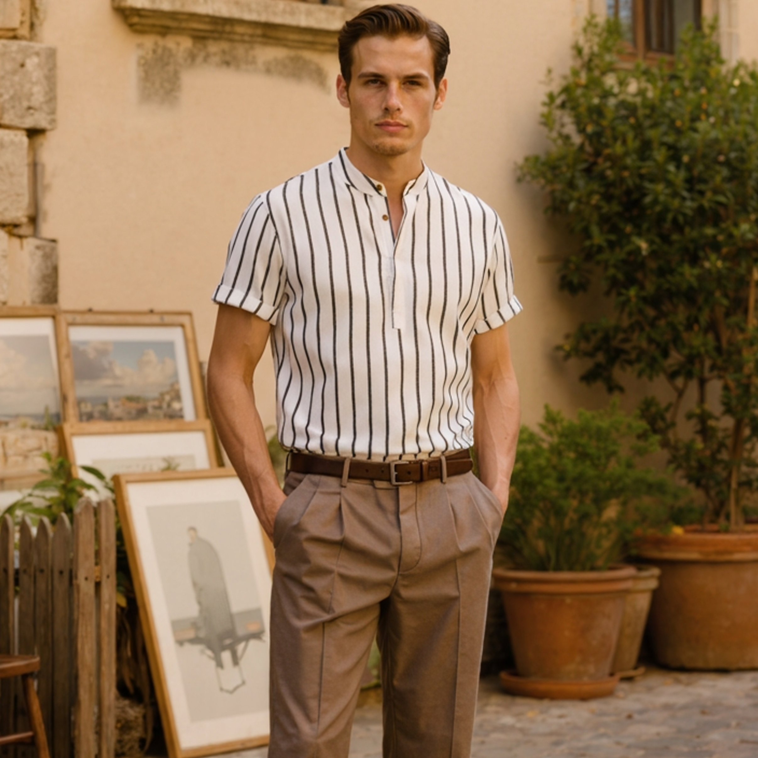 Old Money Men’s Striped Sailor Polo Shirt