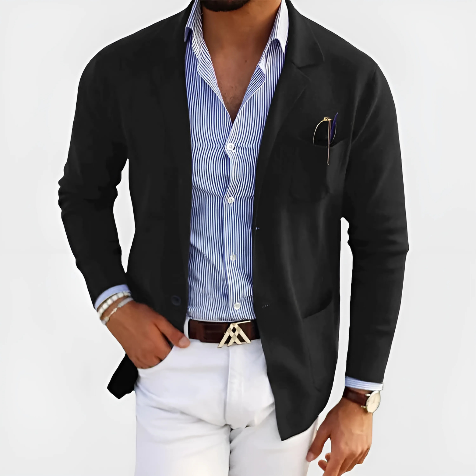 Blazer Slim Fit Notch Lapel Patch Pockets