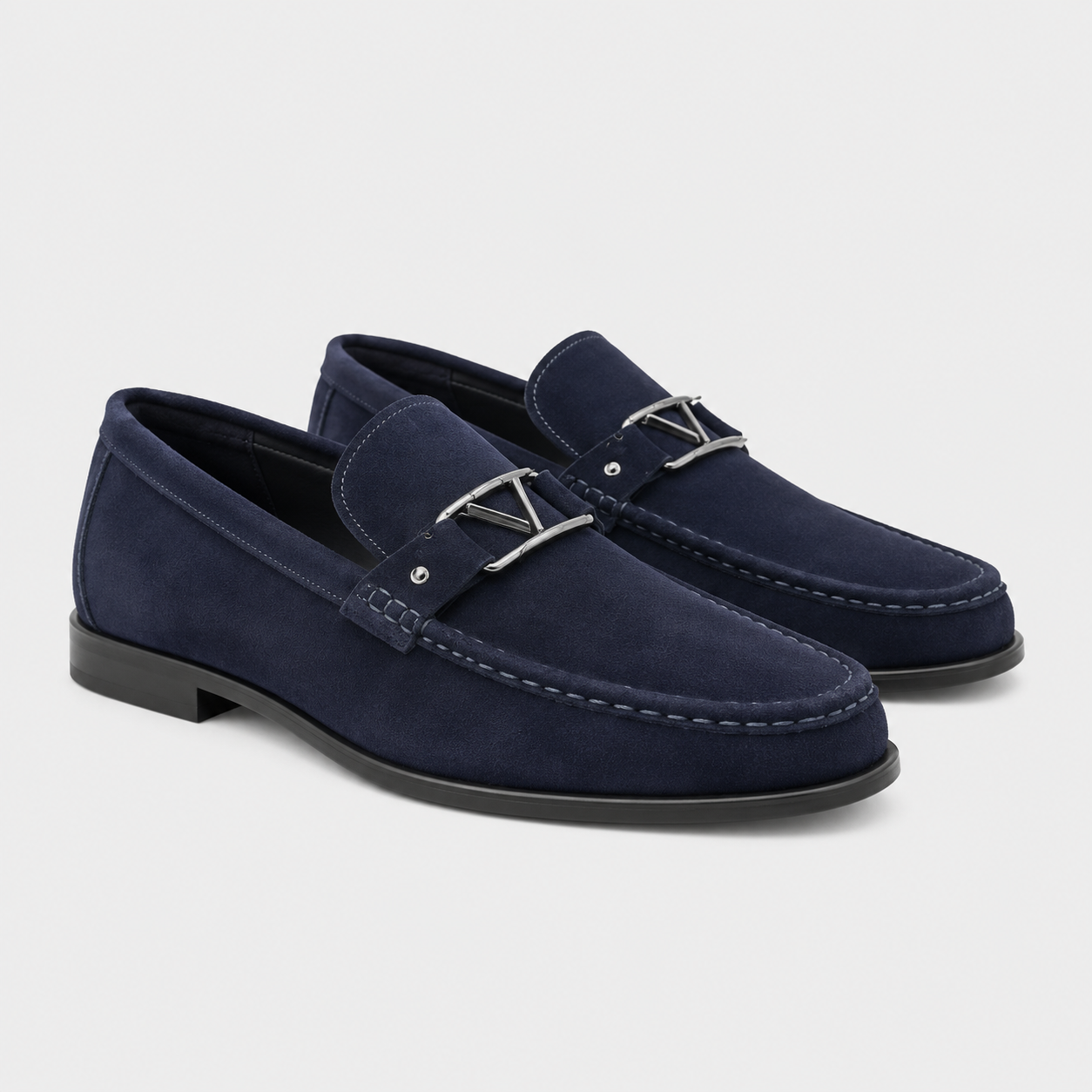 Suede Bit Loafers Upper Metal Bit Detail Slip On Smart Casual
