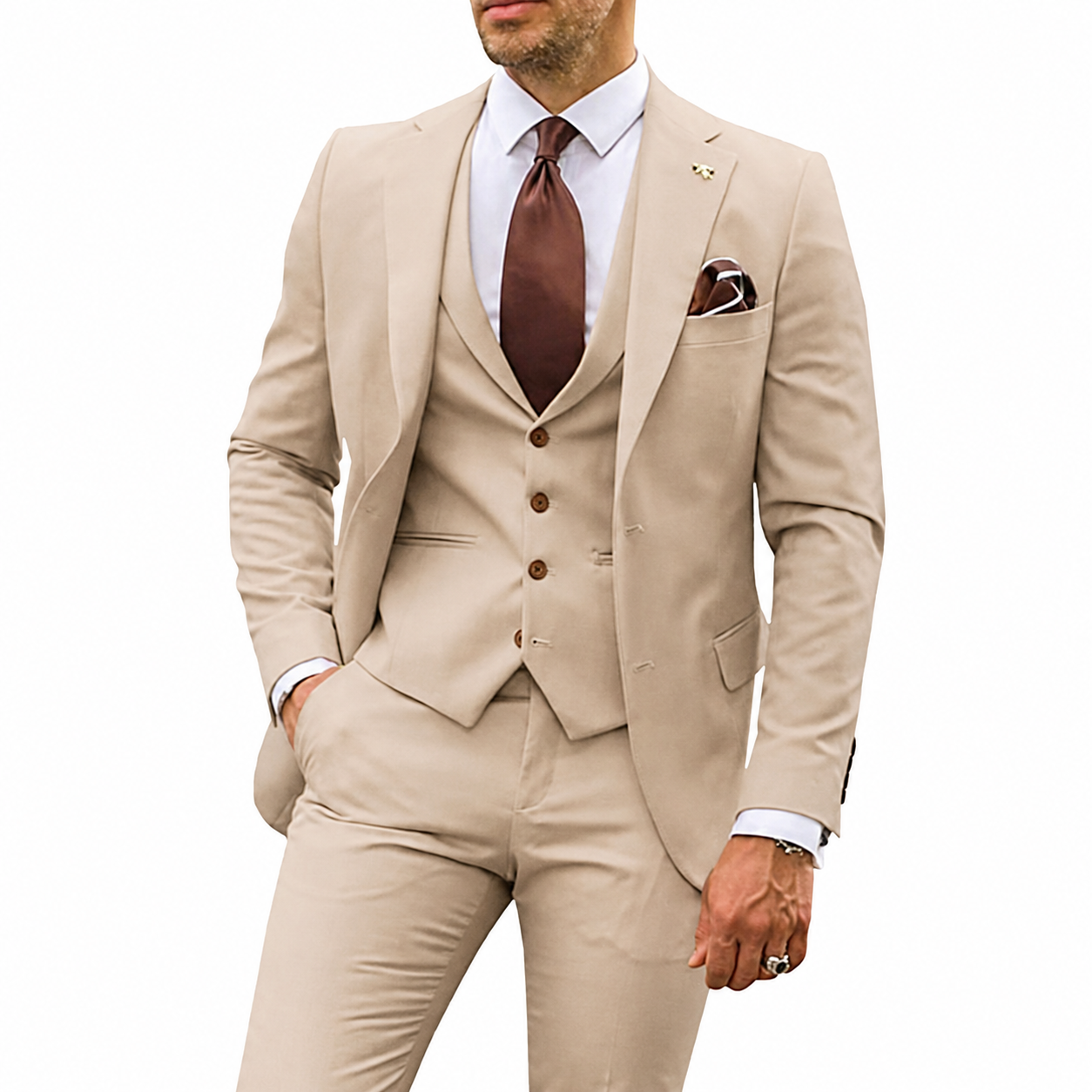 Men's Three Piece Suit Set Notch Lapel Wedding