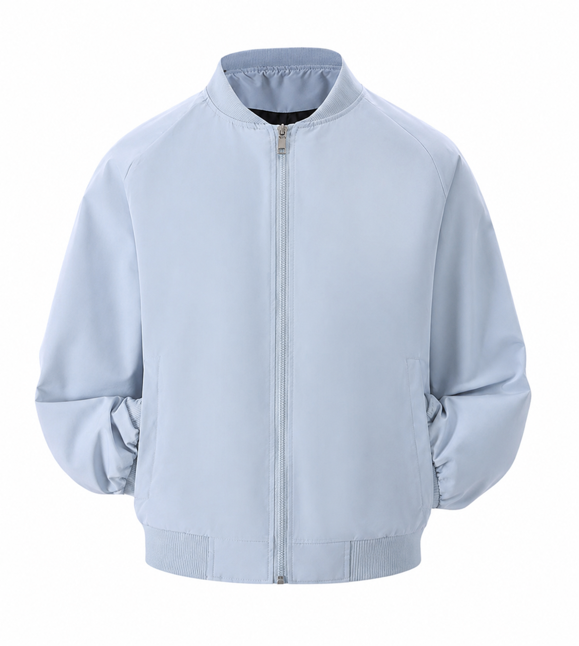 Men's Bomber Jacket Zip Front Ribbed Trim