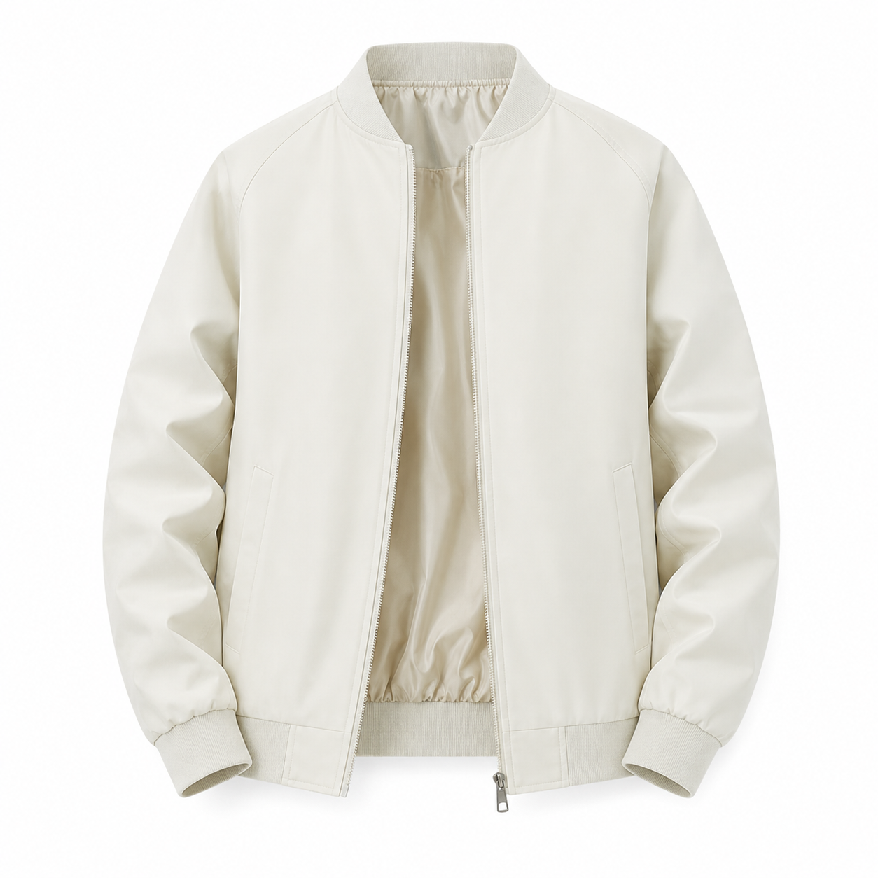 Men's Bomber Jacket Zip Front Ribbed Trim