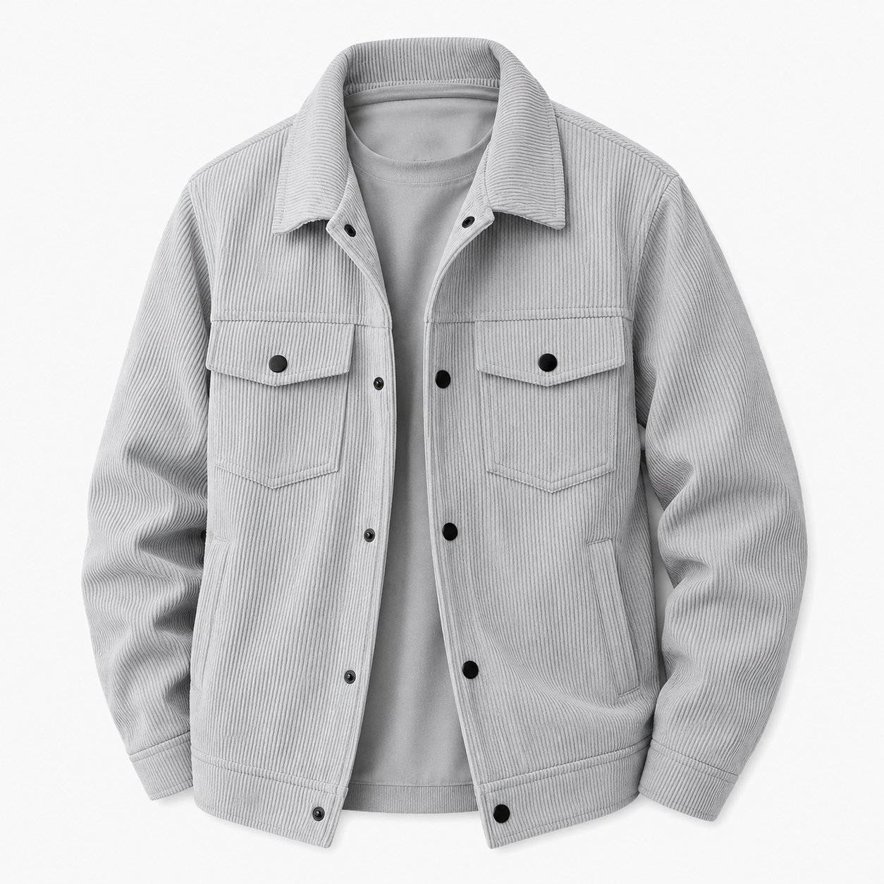 Men's Corduroy Shirt Jacket Single Breasted Lapel
