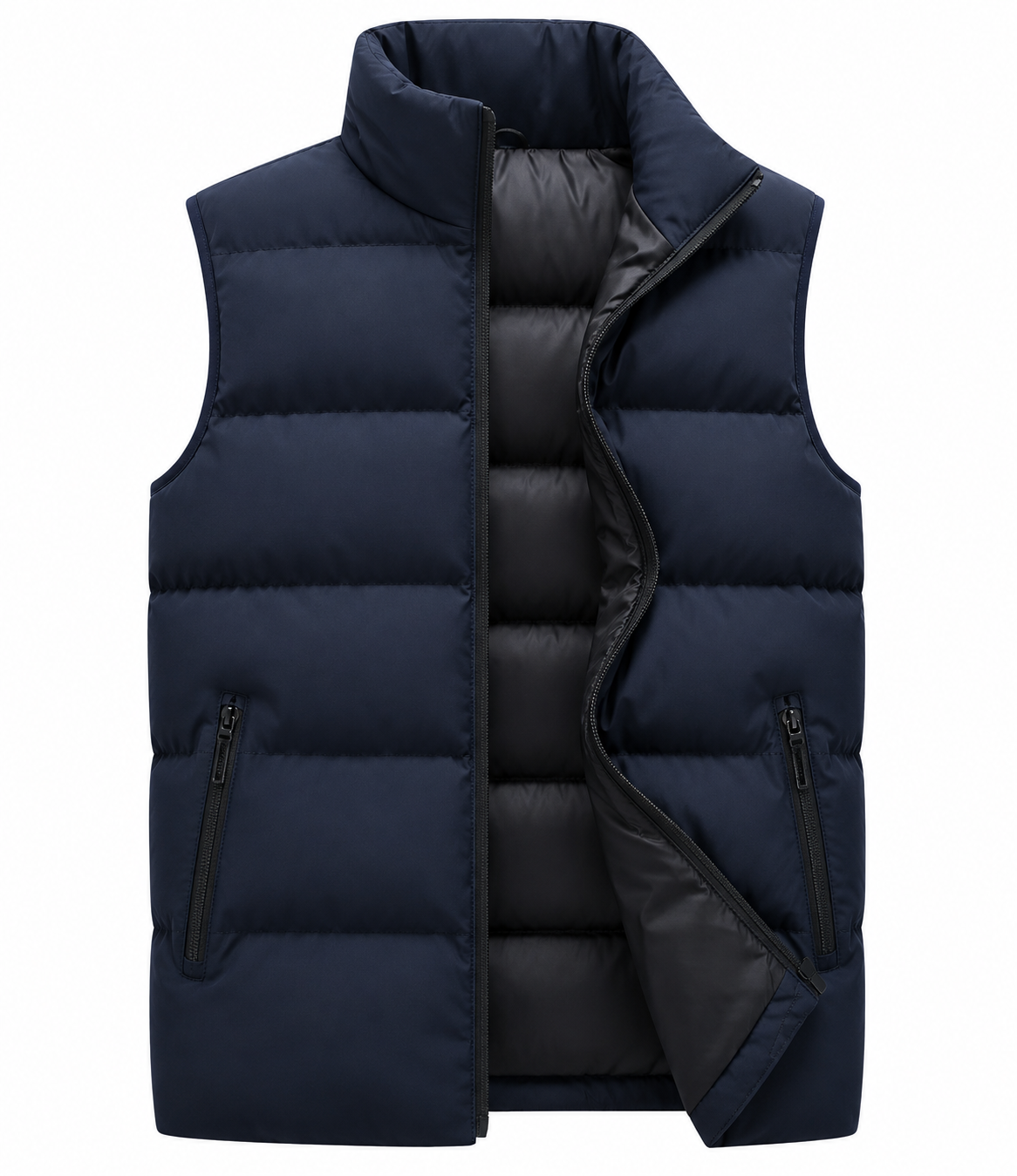 Men's Puffer Vest Stand Collar Zip Front