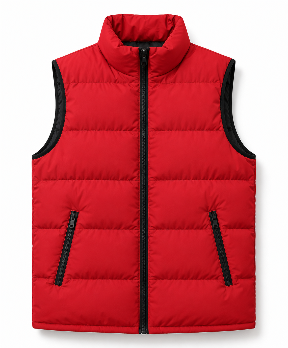 Men's Puffer Vest Stand Collar Zip Front