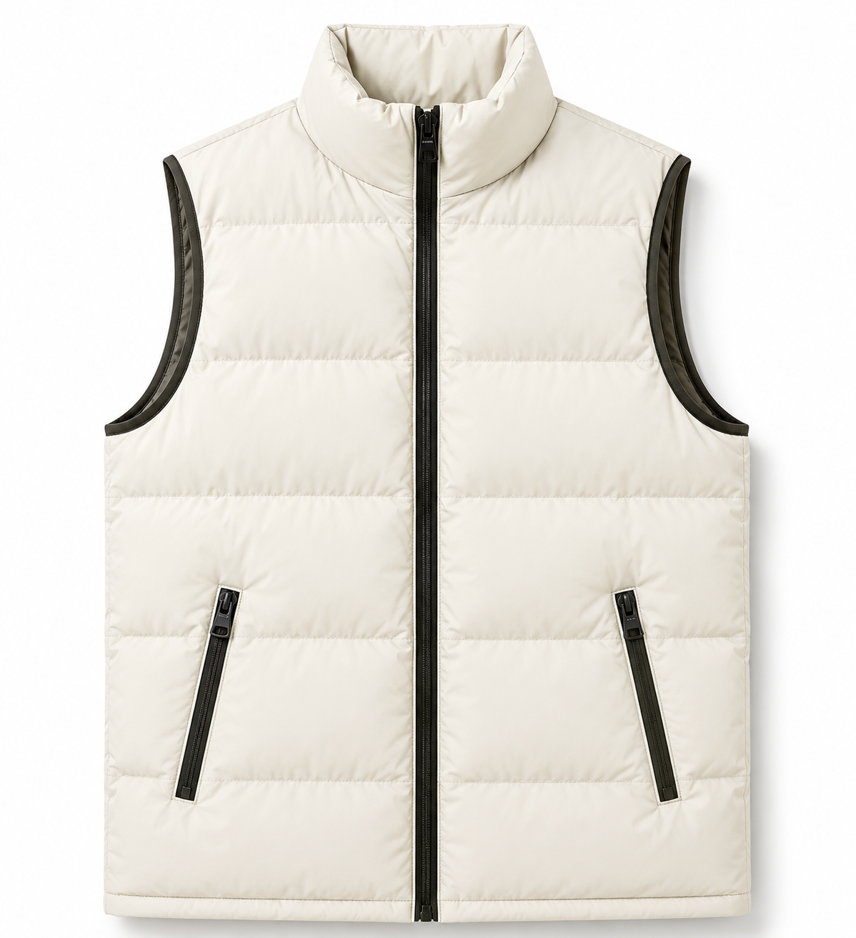 Men's Puffer Vest Stand Collar Zip Front