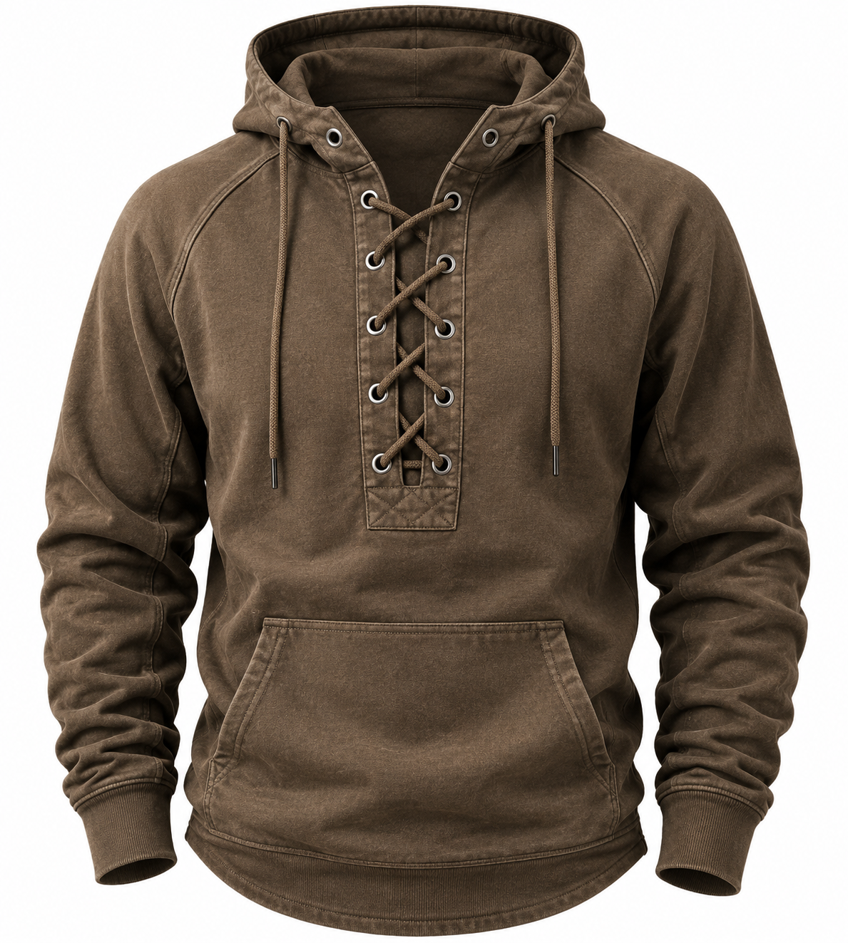Men's Lace Up Hoodie Long Sleeve Retro Style