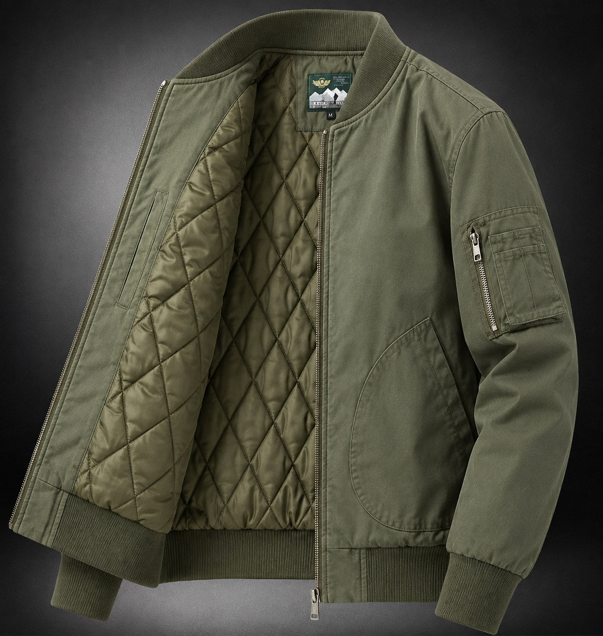 Men's Bomber Jacket Loose Fit Baseball Collar
