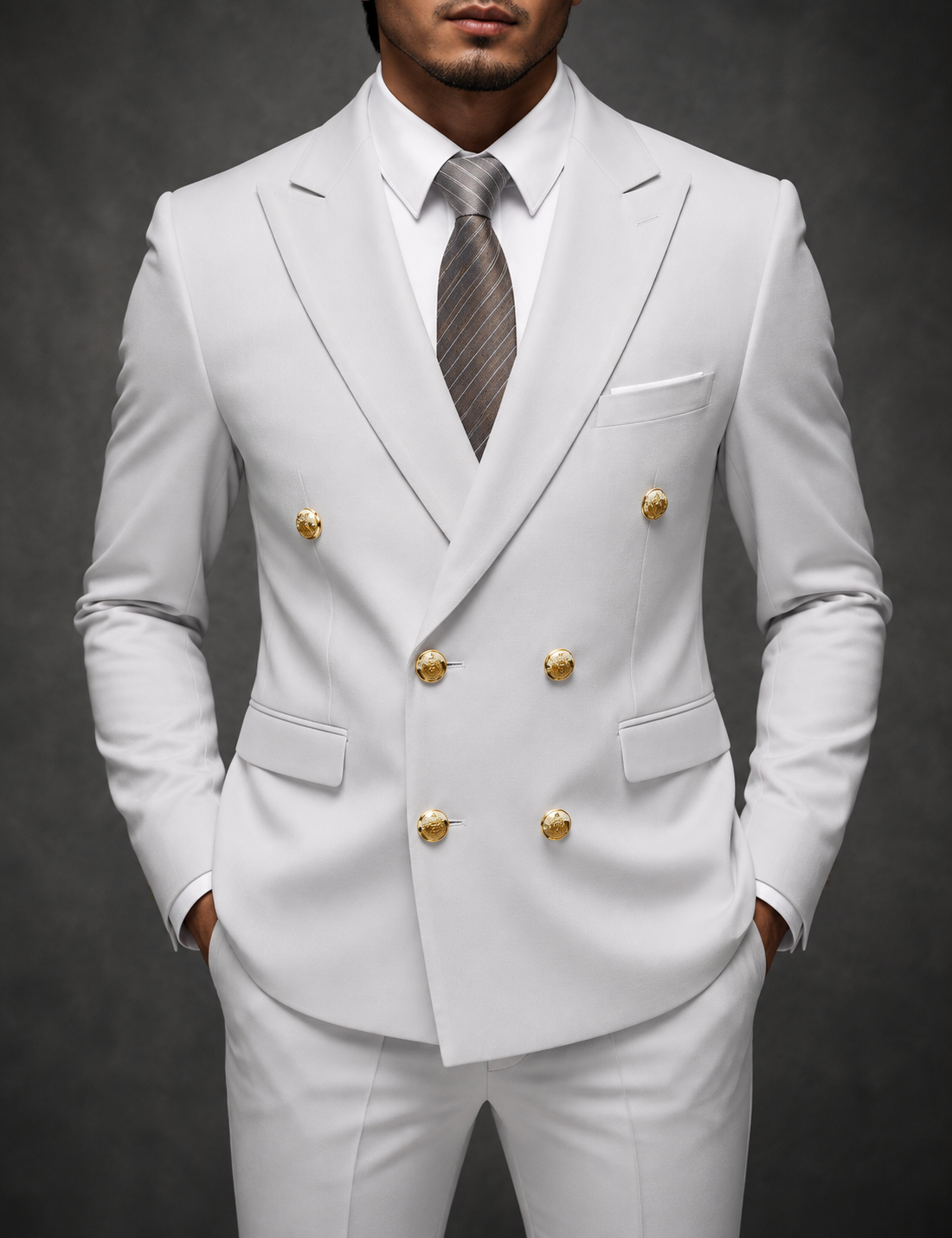 Men's Double Breasted Suit Blazer Peak Lapel
