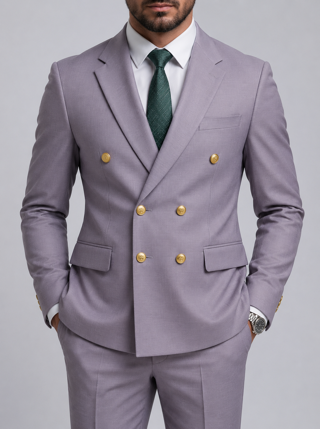 Men's Double Breasted Suit Blazer Peak Lapel