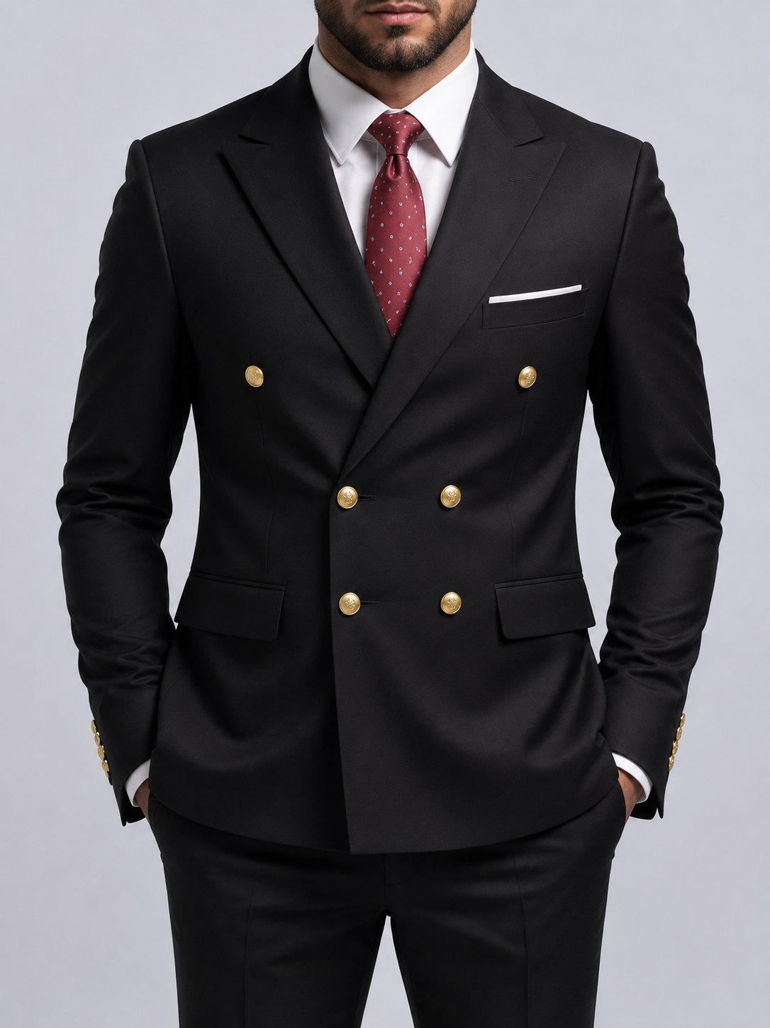 Men's Double Breasted Suit Blazer Peak Lapel