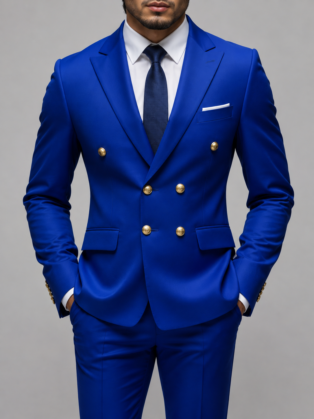 Men's Double Breasted Suit Blazer Peak Lapel