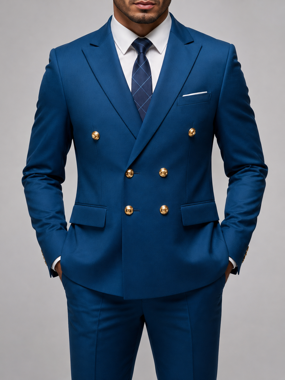 Men's Double Breasted Suit Blazer Peak Lapel