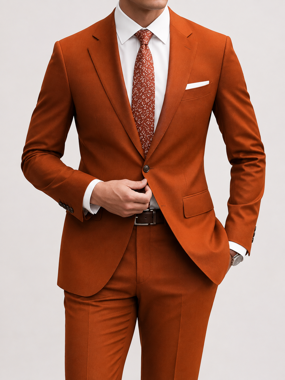 Men's Two Piece Suit Set Slim Fit One Button