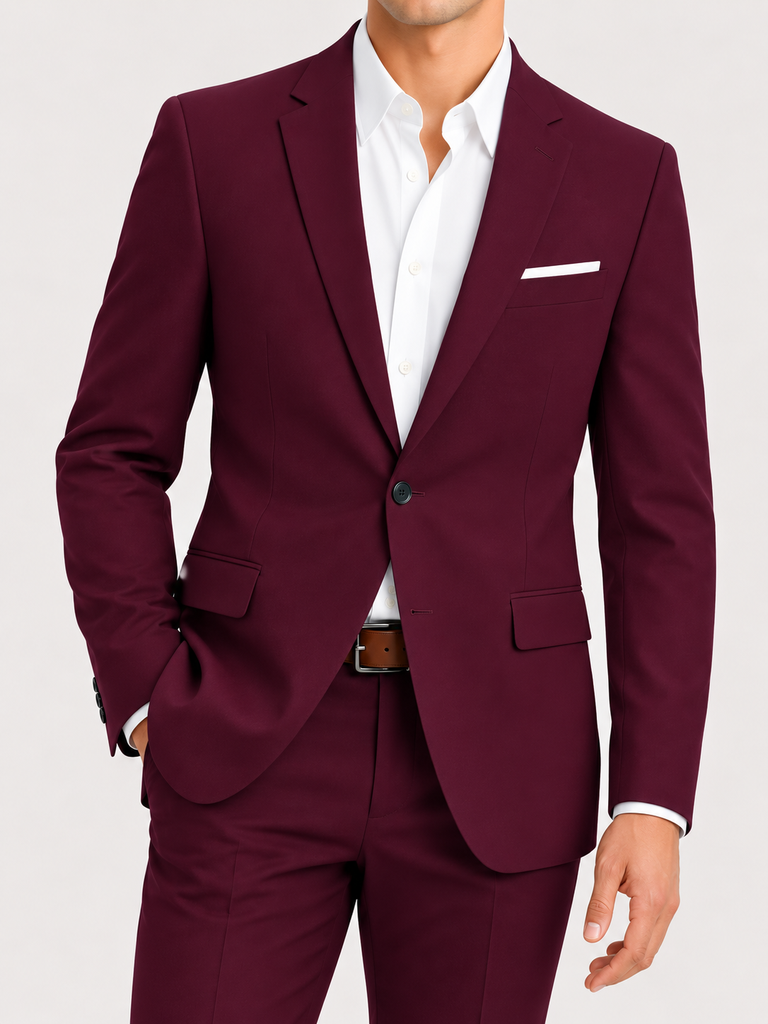 Men's Two Piece Suit Set Slim Fit One Button