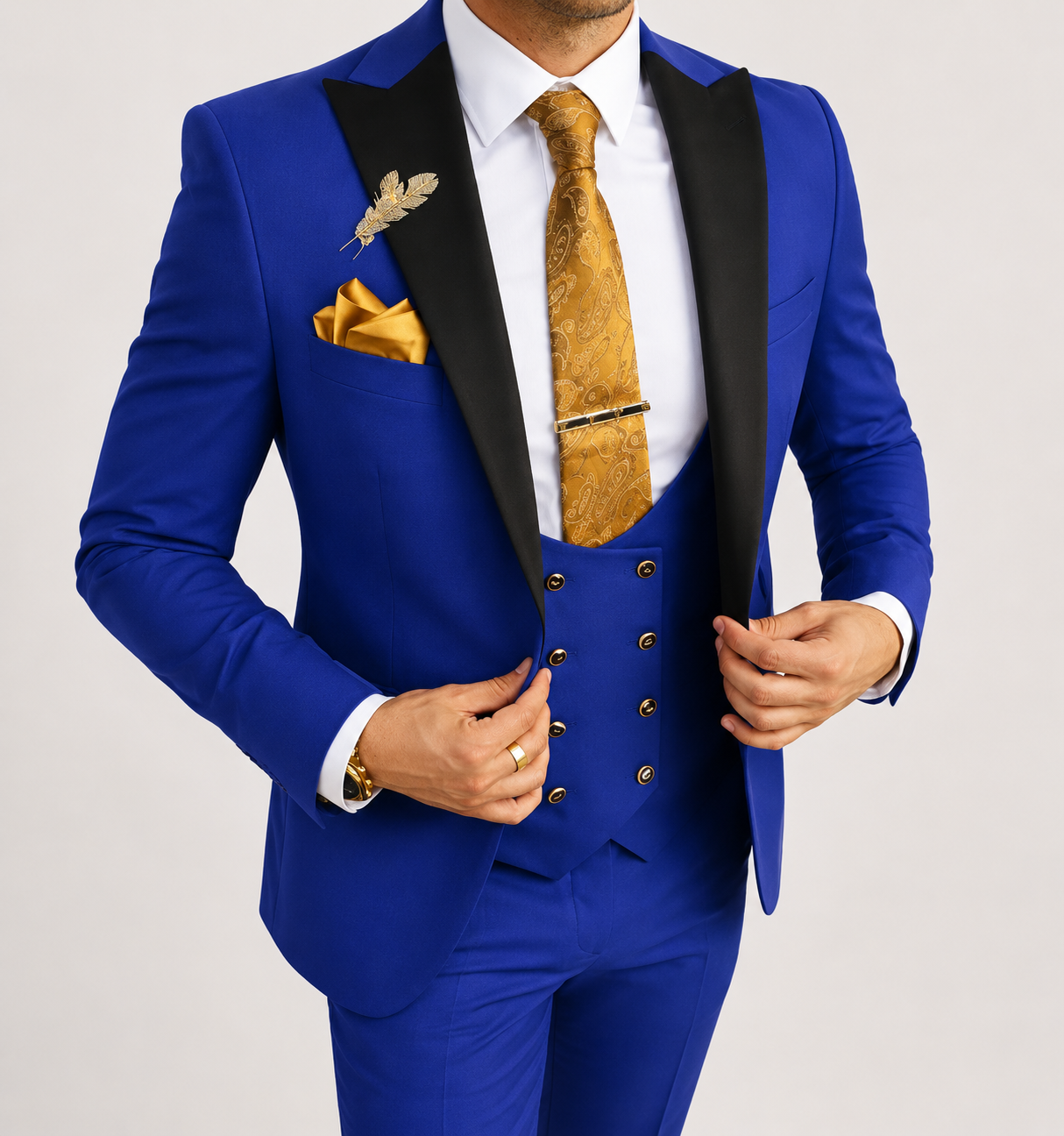 Men's Double Breasted Suit Slim Fit Peak Lapel