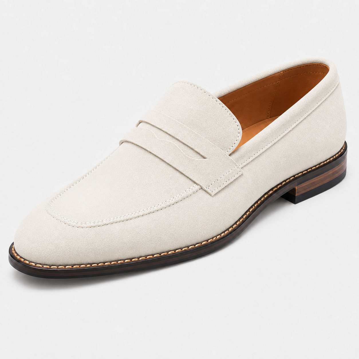 Mocassins penny pour hommes en daim, enfilables, bout rond, smart casual