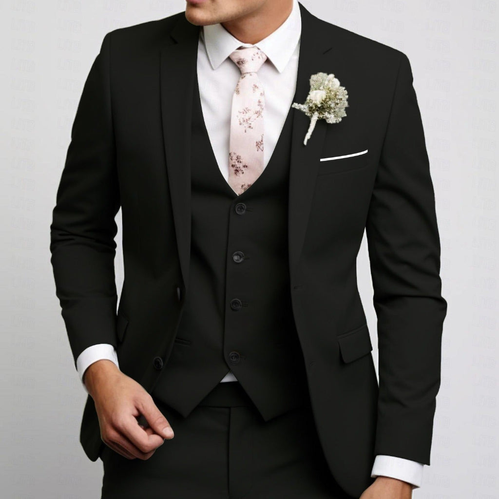 Men's Suit Three Piece Wool Tailored Formal