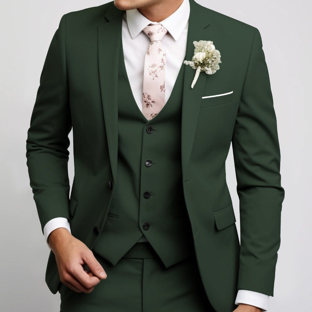 Men's Suit Three Piece Wool Tailored Formal