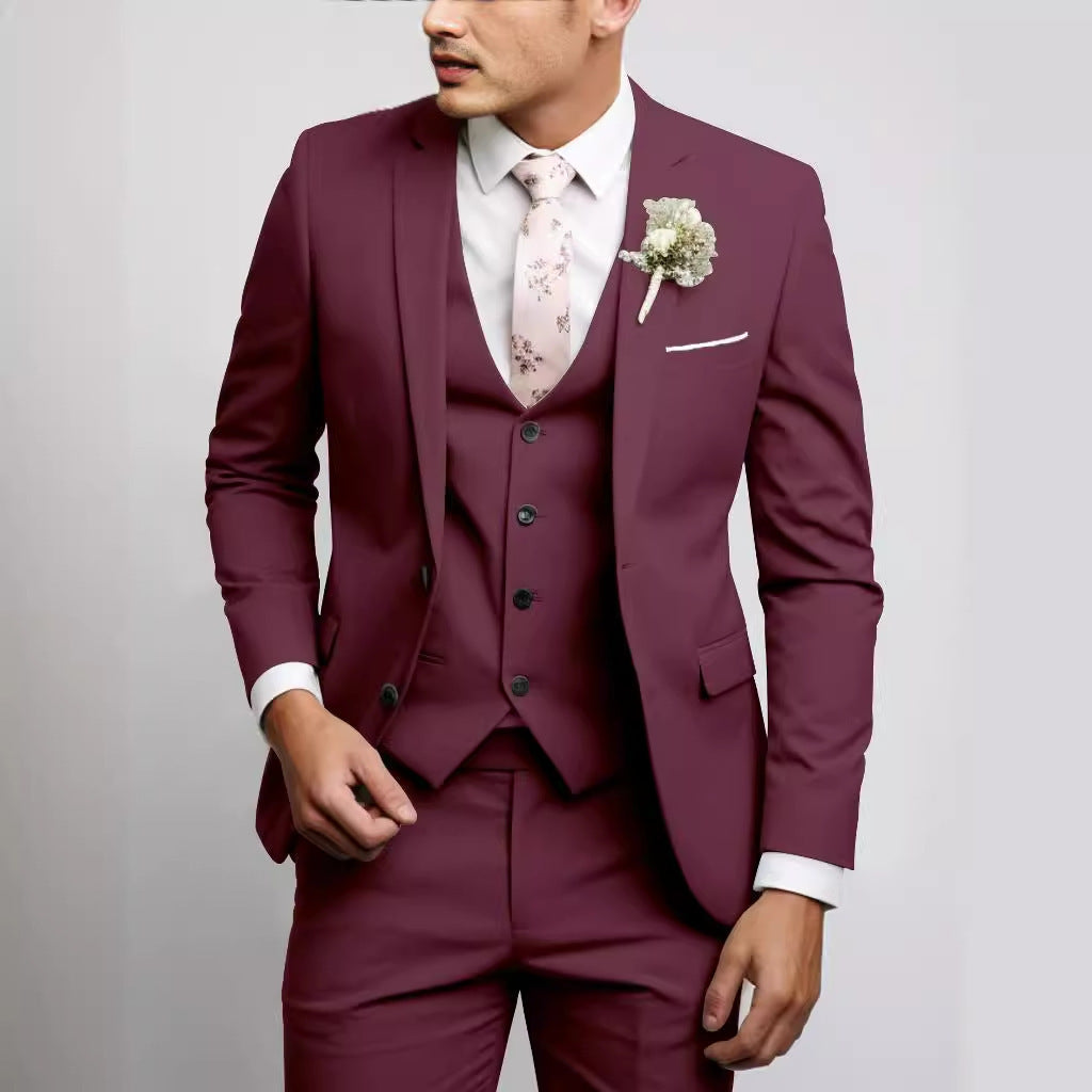 Men's Suit Three Piece Wool Tailored Formal