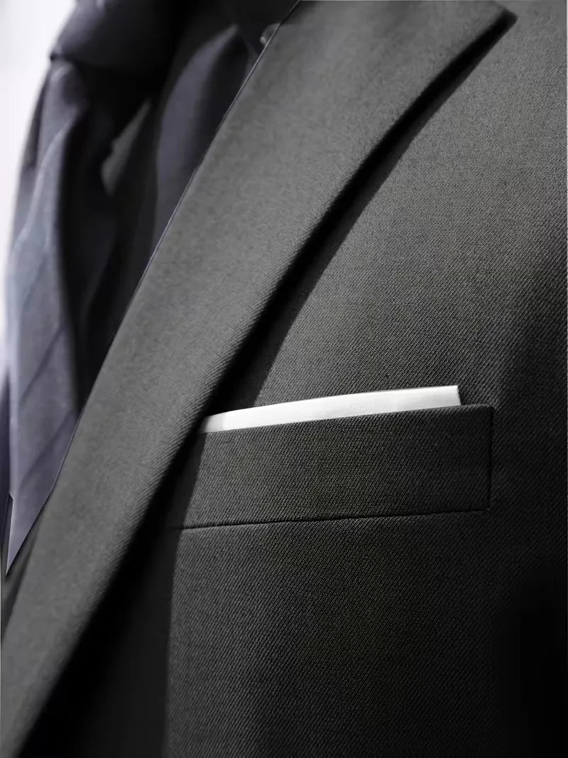 Three Piece Suit Set Men Woven Fabric Slim Fit Notch Lapel Two Button Waistcoat Formal