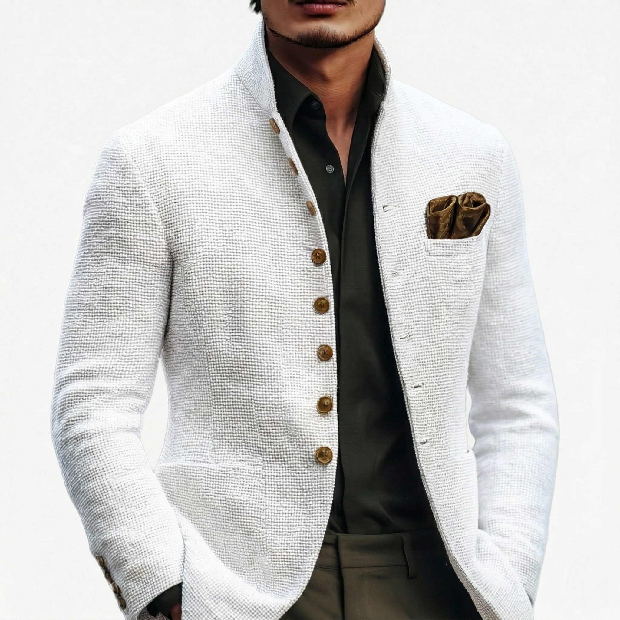 Men's Textured Blazer Single Breasted Notch Lapel Wear