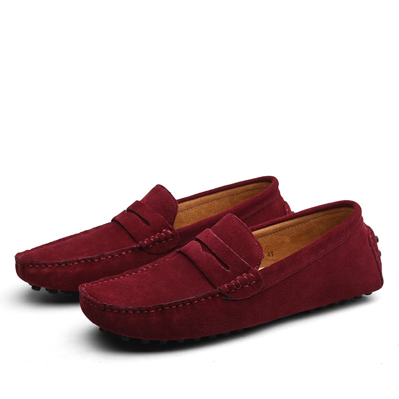 Suede Loafers Upper Slip On Stitched Sole Smart Casual Everyday