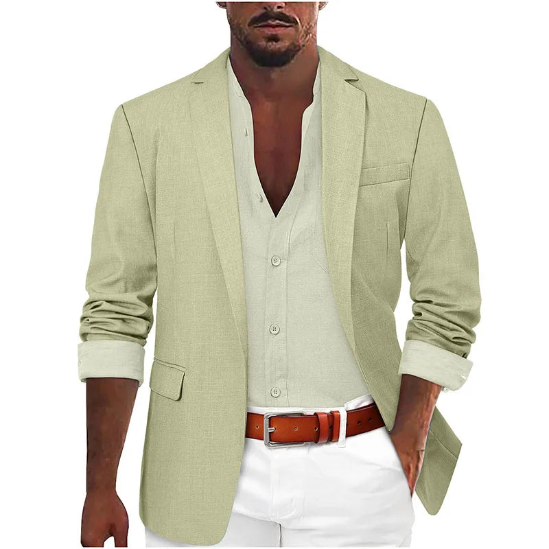 Men's Single Breasted Blazer Notch Lapel Slim Fit Long Sleeve Business Casual Jacket