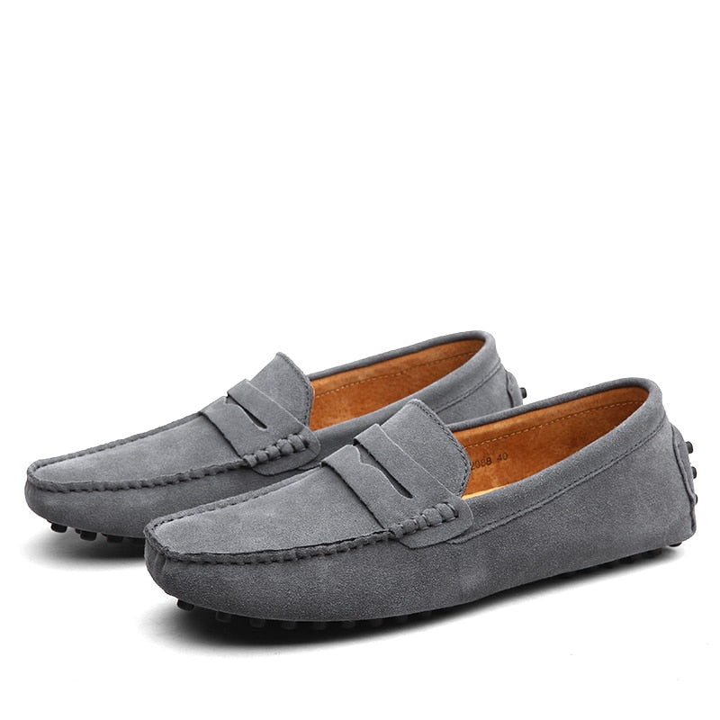 Suede Loafers Upper Slip On Stitched Sole Smart Casual Everyday
