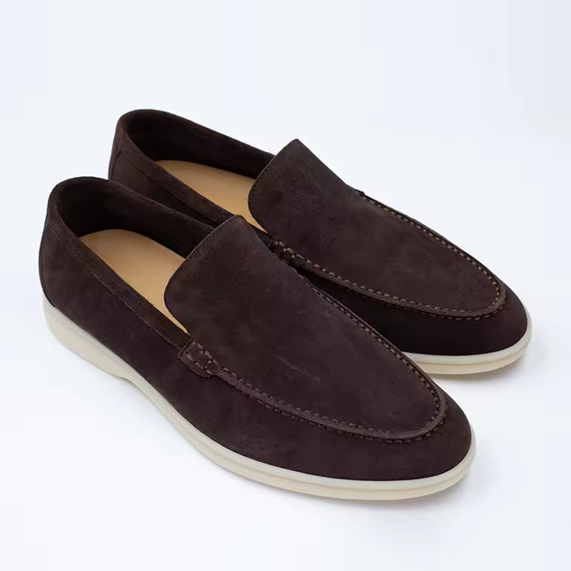Men's Suede-Look Slip-On Loafers Lightweight Comfortable Casual Flat Shoes