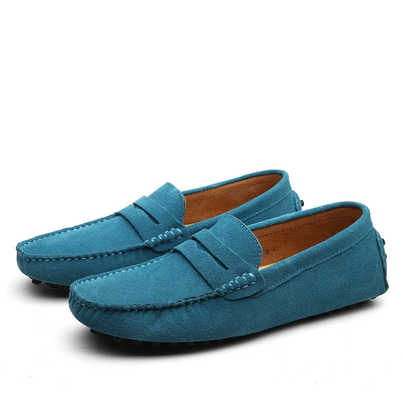 Suede Loafers Upper Slip On Stitched Sole Smart Casual Everyday