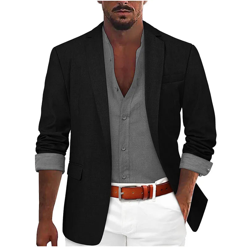 Men's Single Breasted Blazer Notch Lapel Slim Fit Long Sleeve Business Casual Jacket