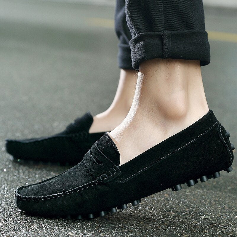 Suede Loafers Upper Slip On Stitched Sole Smart Casual Everyday