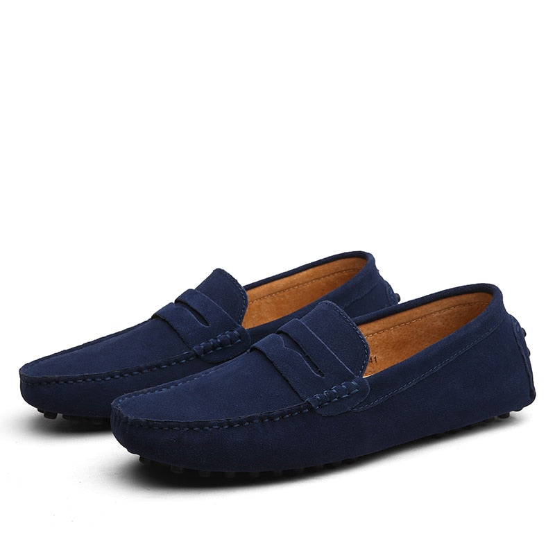 Suede Loafers Upper Slip On Stitched Sole Smart Casual Everyday