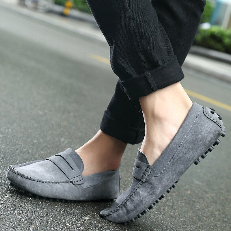 Suede Loafers Upper Slip On Stitched Sole Smart Casual Everyday