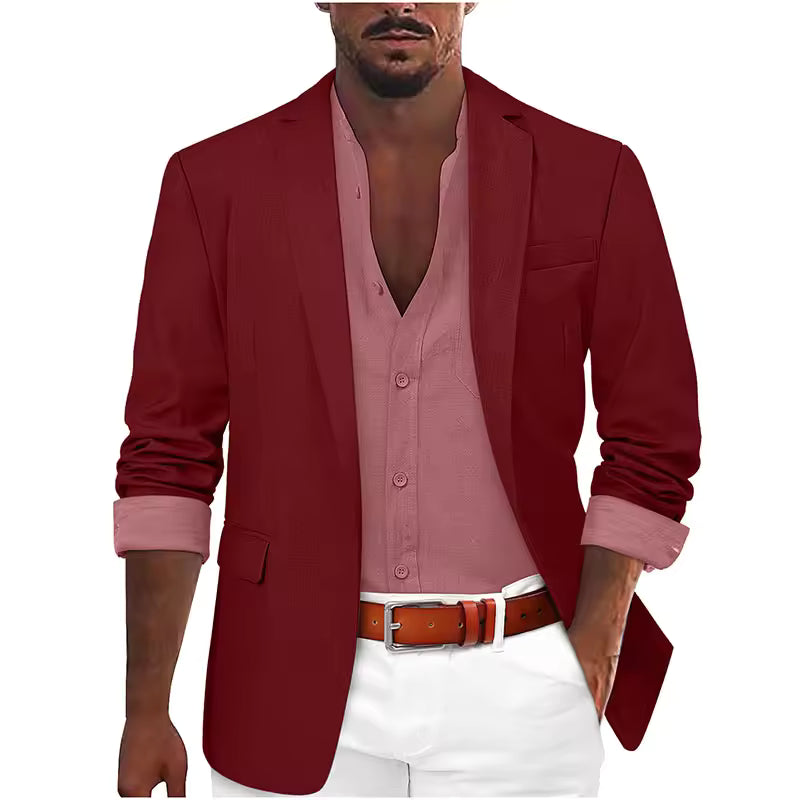 Men's Single Breasted Blazer Notch Lapel Slim Fit Long Sleeve Business Casual Jacket