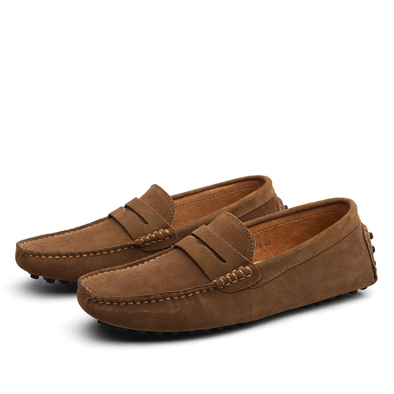 Suede Loafers Upper Slip On Stitched Sole Smart Casual Everyday