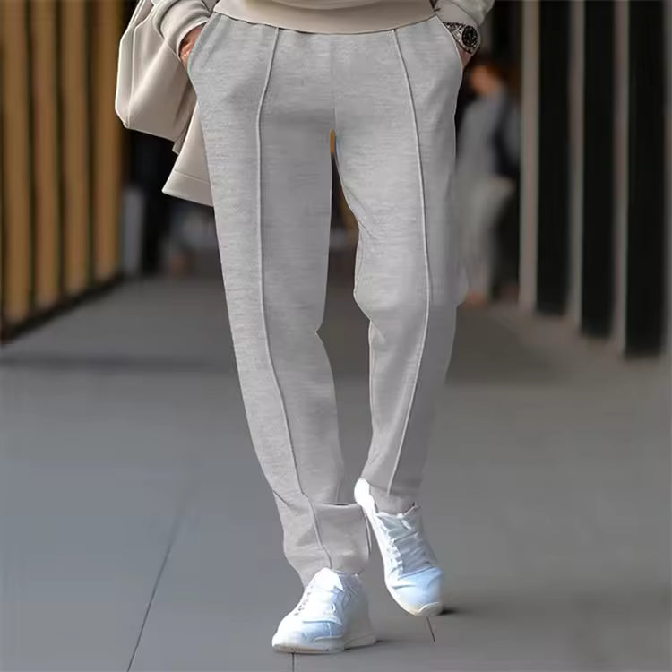 Men's Pleated Jogger Pants Elastic Waist Drawstring Ankle Cuff Casual Trousers